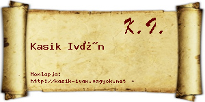 Kasik Iván névjegykártya